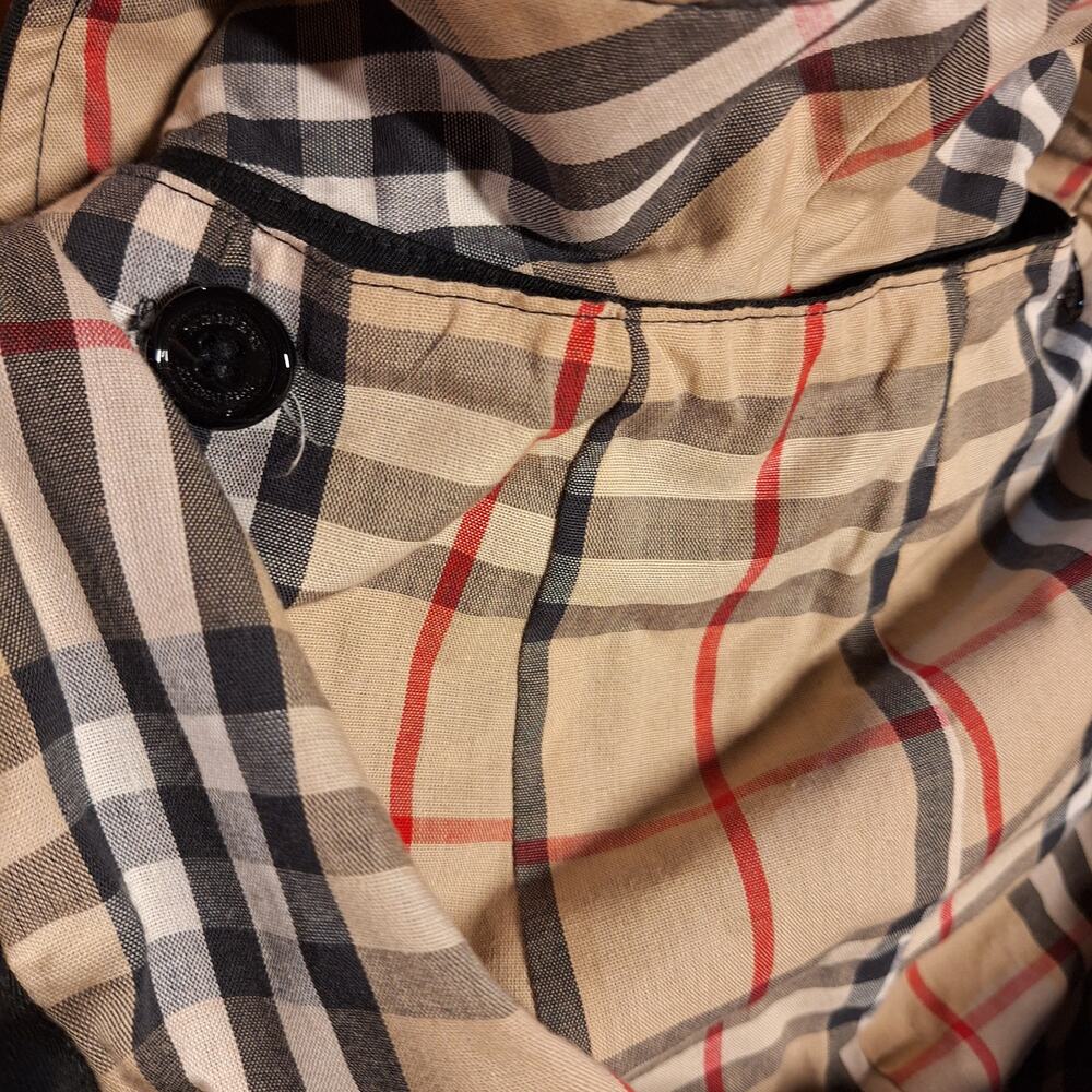 Burberry Carmen Trench coat Black canvas nova check plaid interior button down - Picture 6 of 16